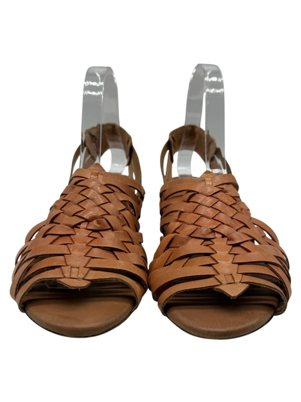 Jeffrey Campbell Celano Huarache Sandals Size 8 Brown Leather Woven Slingback - Picture 5 of 11